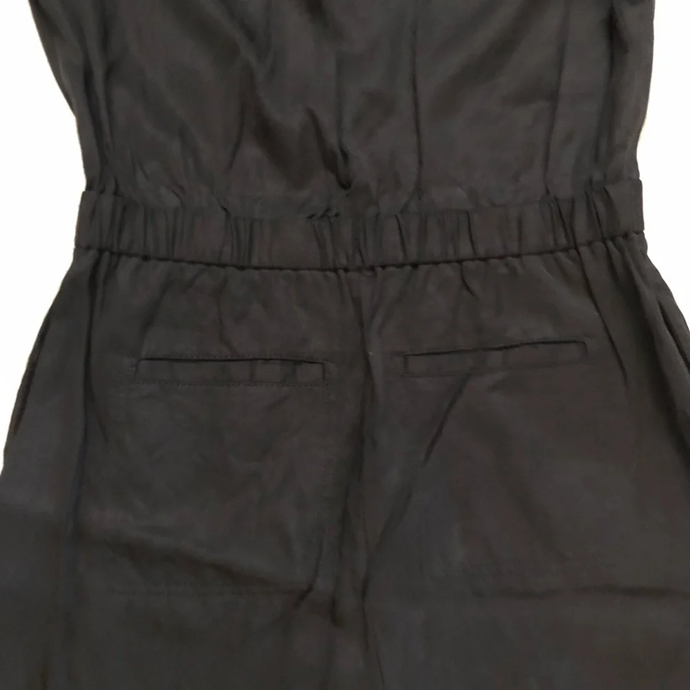 Banana Republic Tencel Black Tapered Leg Long Sleeves Utility Flight Jumpsuit 4